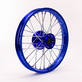 Обод колеса для питбайка передний 1.4х14" ступица CNC алюминий синий